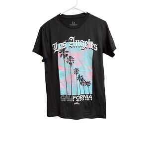 La Familia Black Los Angeles California Short Sleeve Men's T-shirt Sz S FLAWED